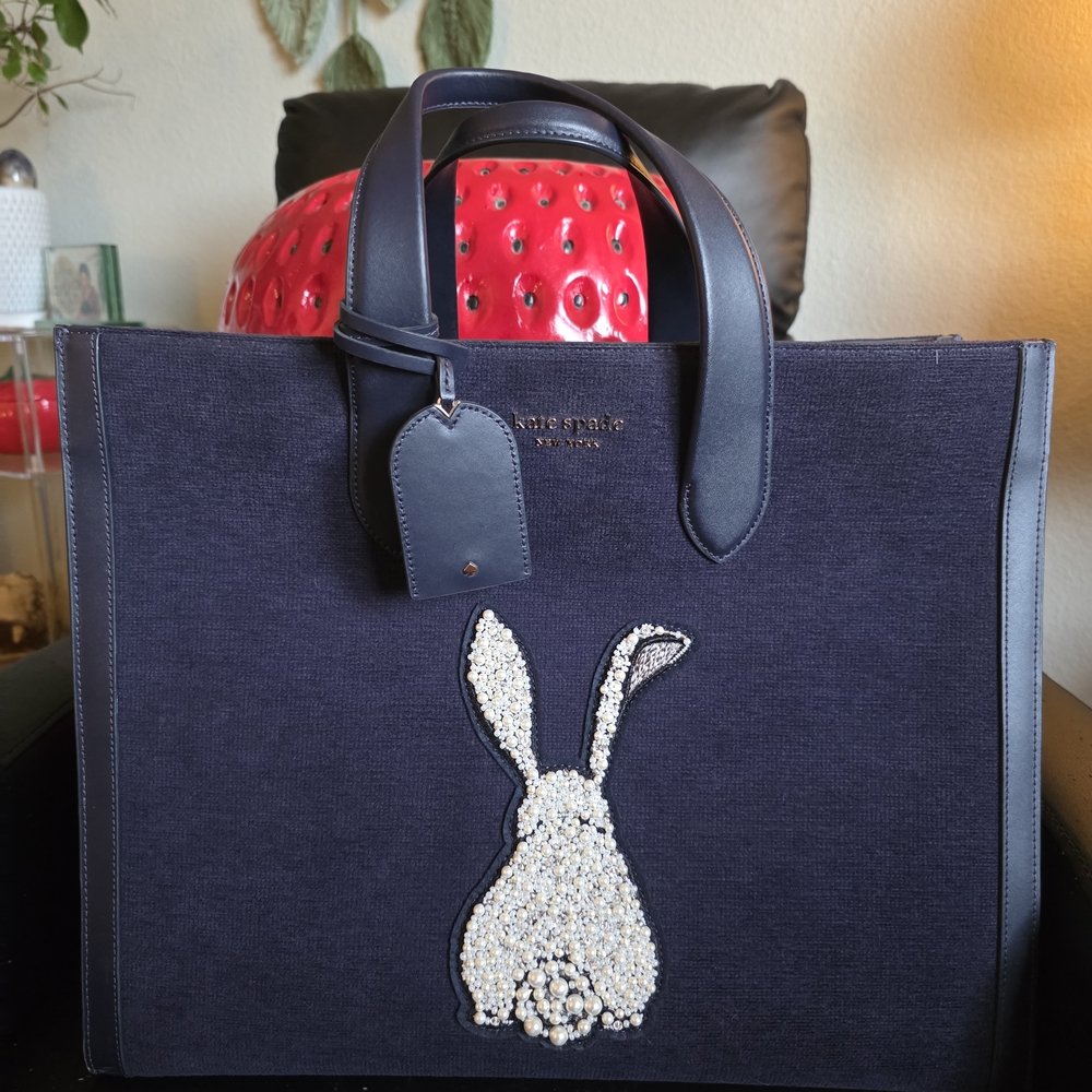 Kate Spade Black Tote with White Bunny Design